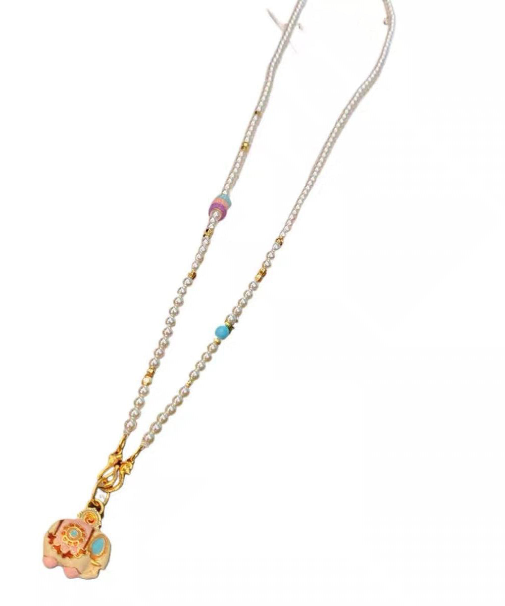 Anhänger Perle Legierung Boutique Gold Elefant Kleine Halskette Perlen