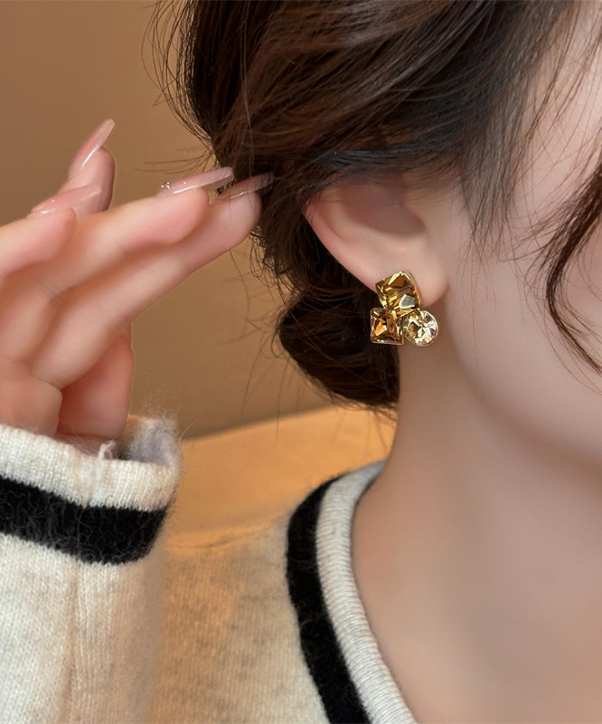 Boutique Gold Kupfer Legierung Kristall Ohrstecker YD004