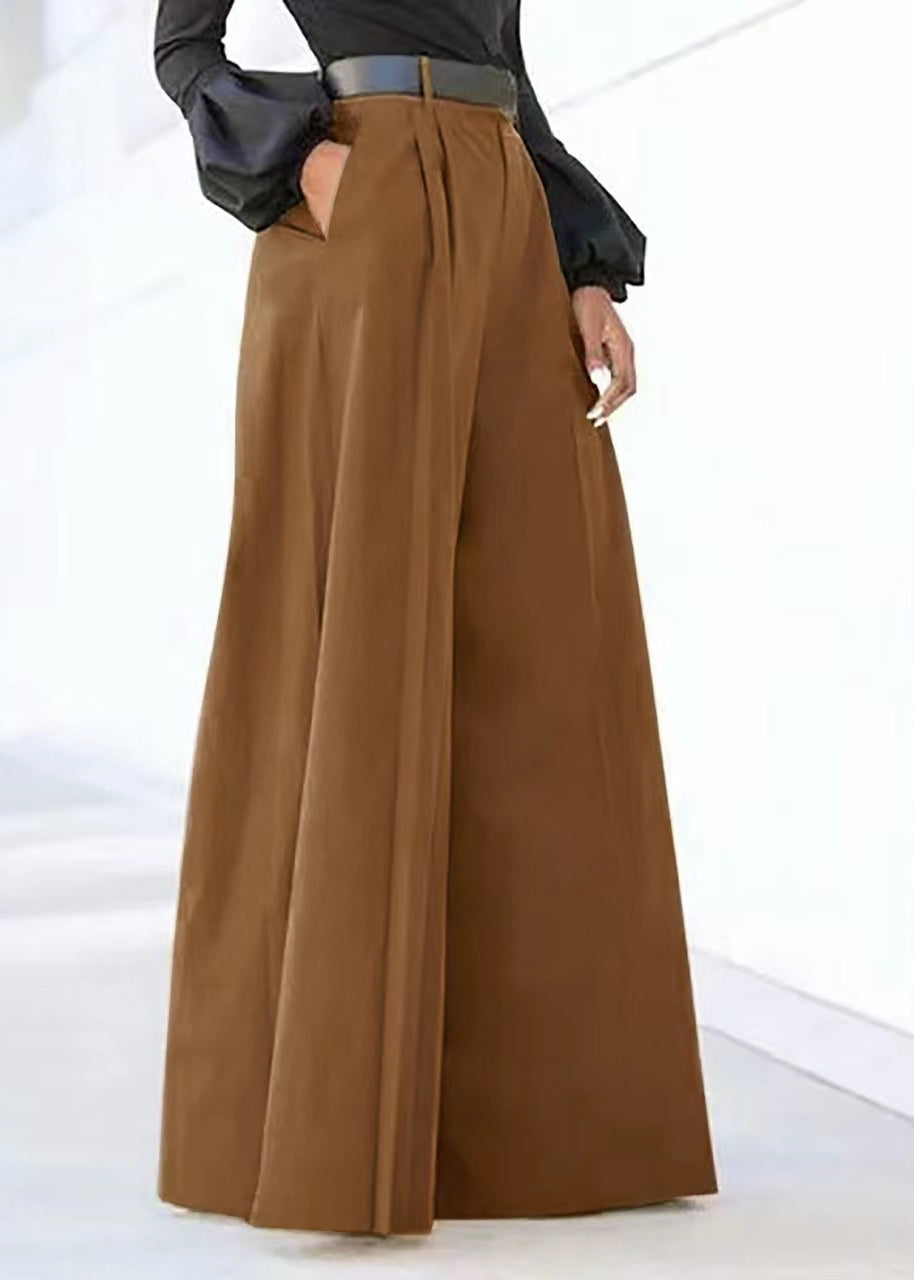 Pantalon gris à poches larges et taille haute pour le printemps