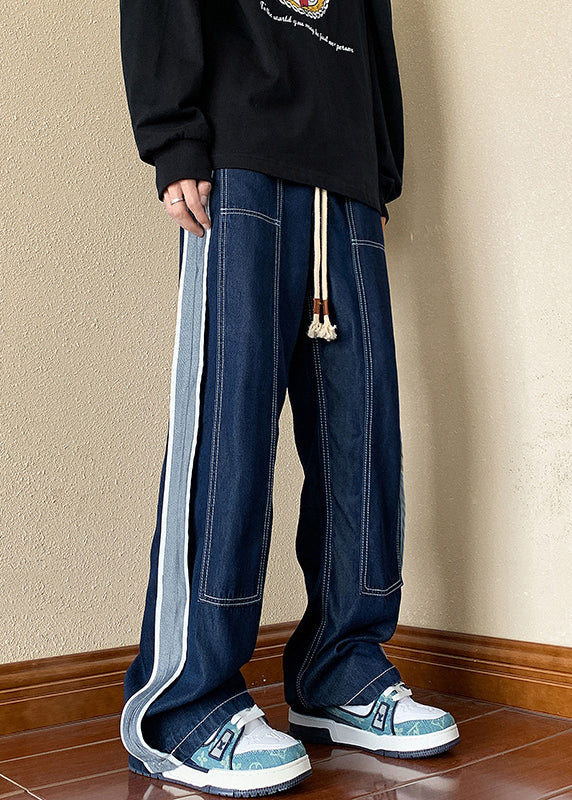 Vêtements en jean pour hommes Pantalons Boutique Surdimensionné Patchwork Printemps Bleu marine