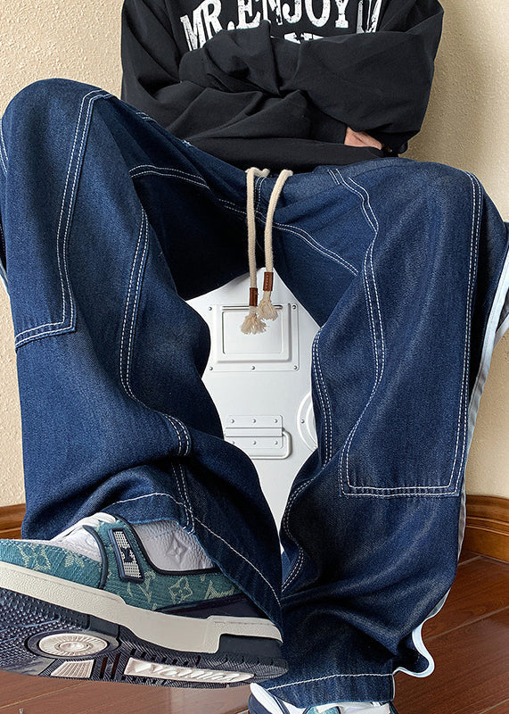 Vêtements en jean pour hommes Pantalons Boutique Surdimensionné Patchwork Printemps Bleu marine
