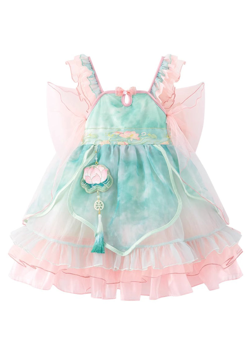 Kleid Rüschen Boutique Mid Tüll Kinder Rosa Patchwork Bestickt