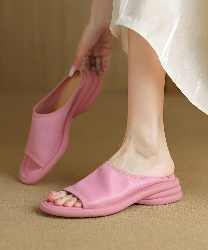 Sheepskin Boutique Toe Comfy Peep Sandals Pink Slide