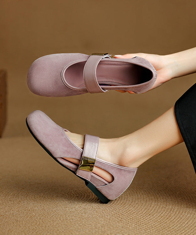 Boutique Purple Hollow Out Buckle Strap Splicing Wedge Shoes YC013