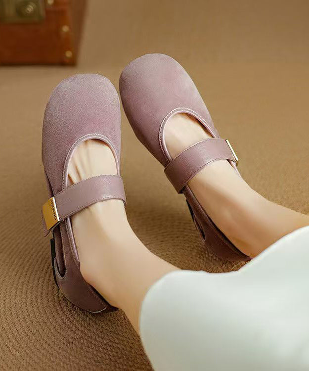 Boutique Purple Hollow Out Buckle Strap Splicing Wedge Shoes YC013