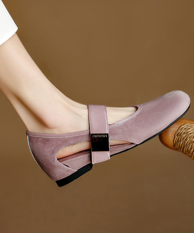 Boutique Lila Aushöhlen Schnalle Spleißen Keil Schuhe YC013