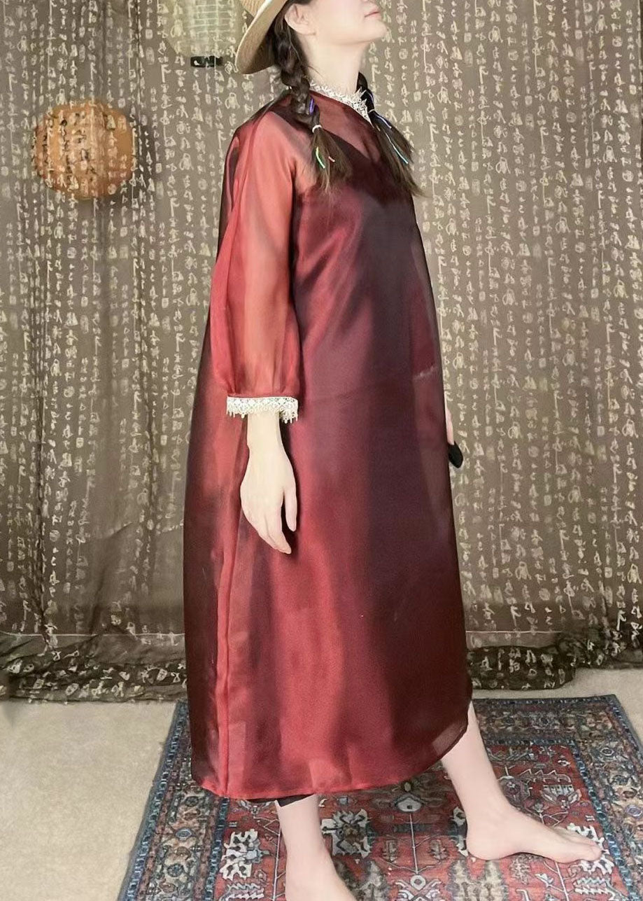 Boutique Rote Spitze Patchwork Organza Kleider Sommer FF015