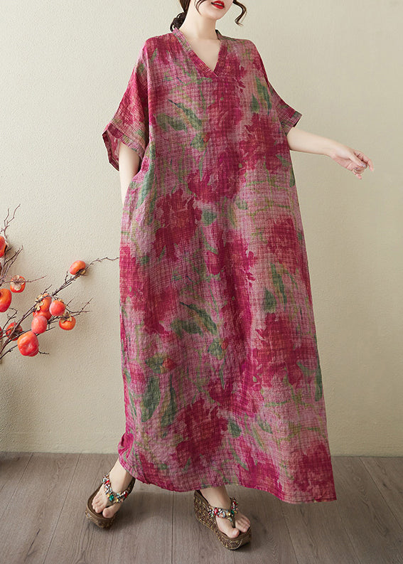 Übergroßes rotes Krawattenkleid Boutique Dye Sommerurlaub Baumwolle