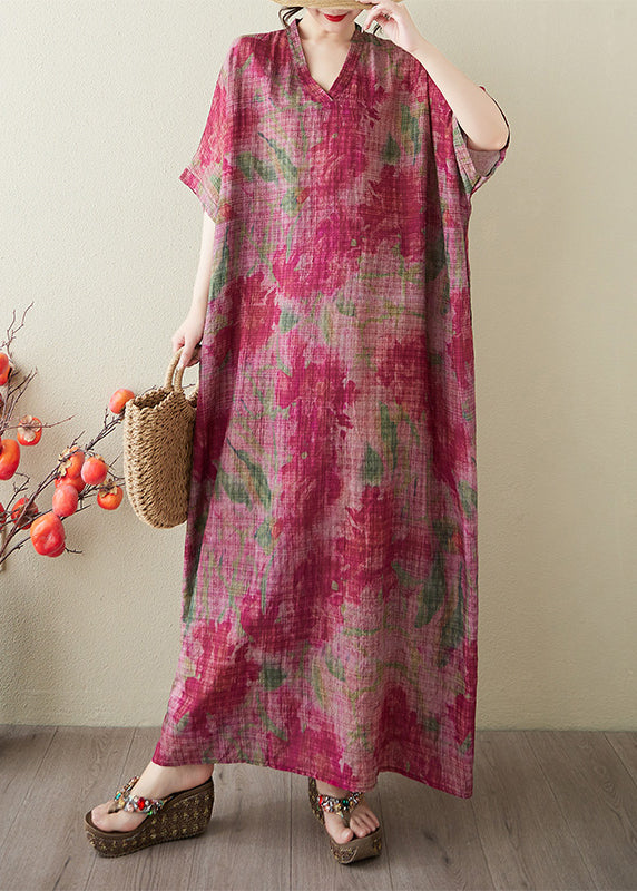 Übergroßes rotes Krawattenkleid Boutique Dye Sommerurlaub Baumwolle