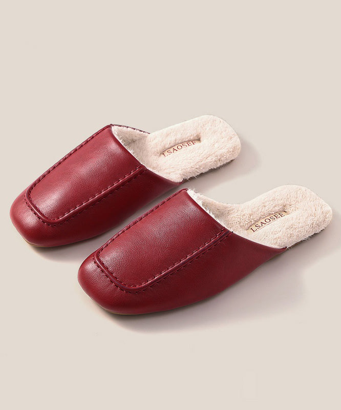 Chaussons Boutique Chaussures Mûre Simili Cuir Doublé Laine Duveteuse RX018