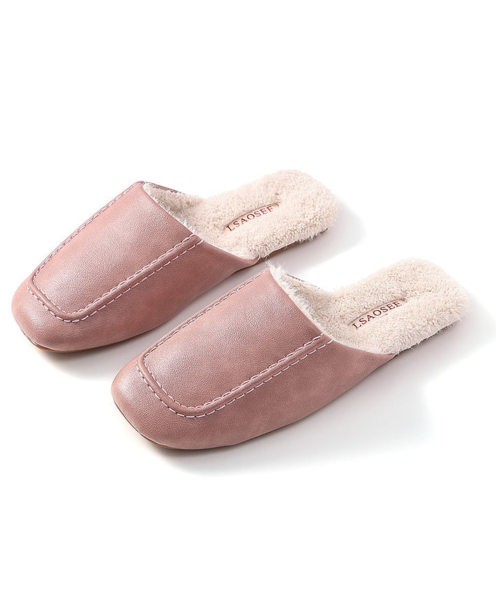 Chaussons Boutique Chaussures Mûre Simili Cuir Doublé Laine Duveteuse RX018