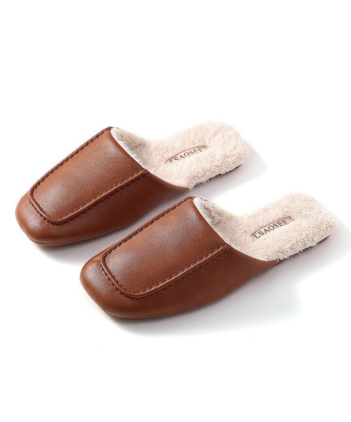 Chaussons Boutique Chaussures Mûre Simili Cuir Doublé Laine Duveteuse RX018