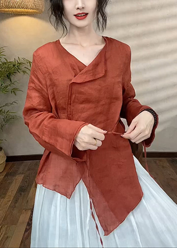 Asymmetrisches Spring Brief Top Patchwork Rot