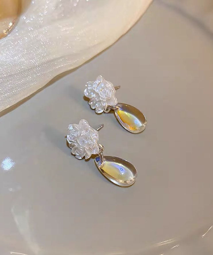 Brief Earrings Water Camellia Resin Flower Drop