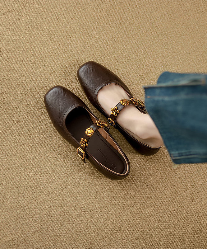 Mocassins en cuir à boucle en similicuir et sangle marron Penny Casual