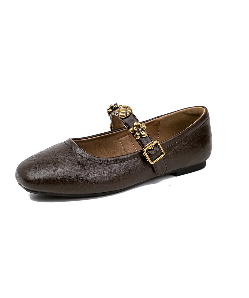 Mocassins en cuir à boucle en similicuir et sangle marron Penny Casual