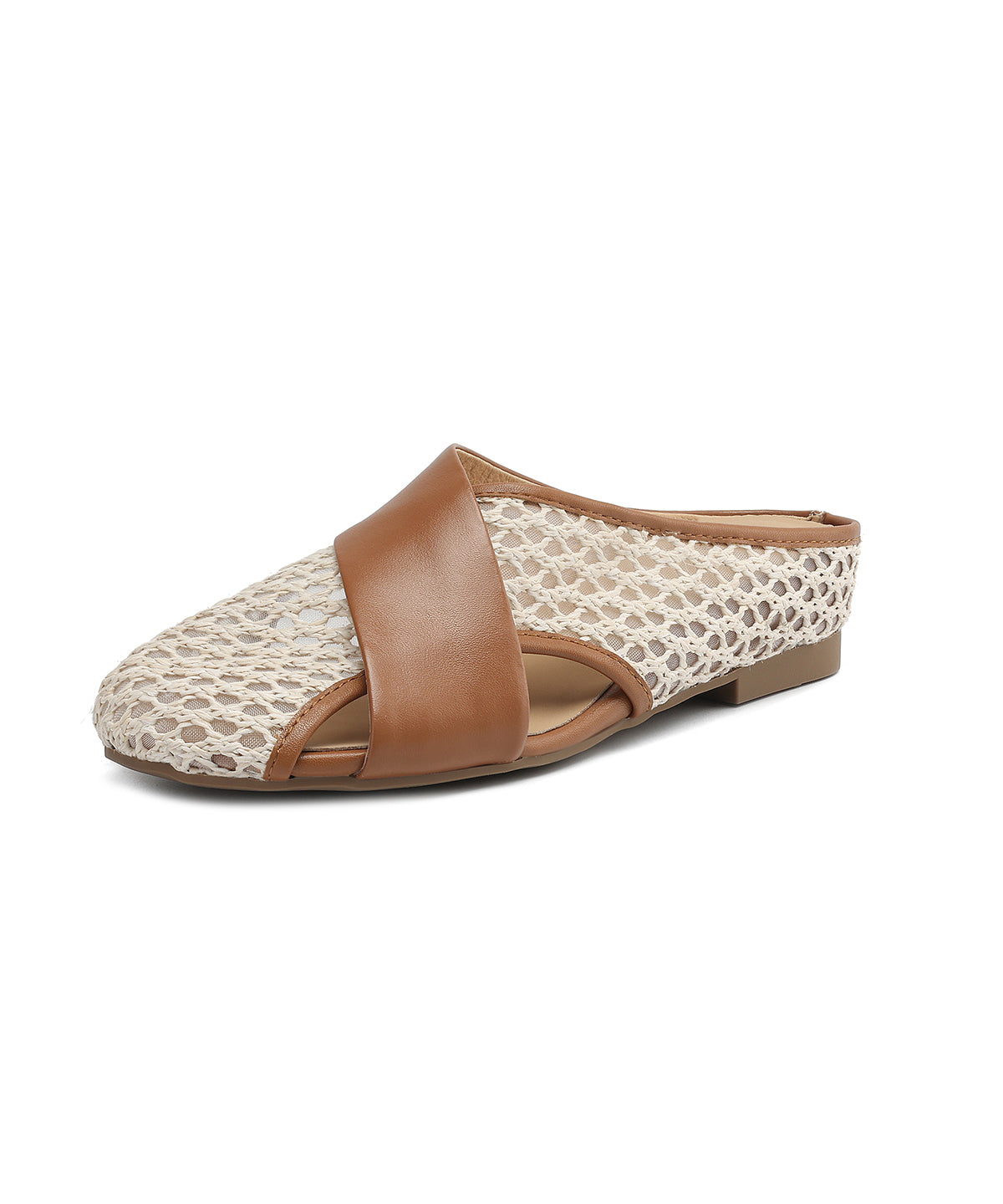 Slide Mesh Brown New Sheepskin Breathable Sandals Splicing