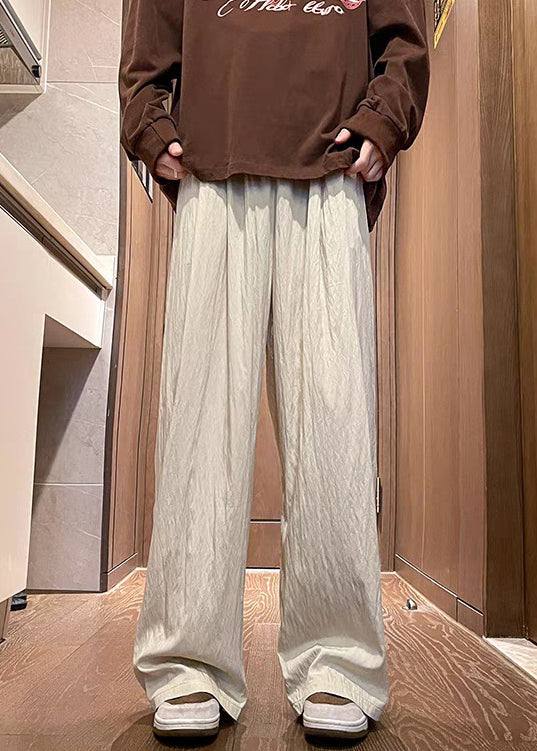 Pantalon décontracté pour homme, poches unies, été, soie, abricot glacé