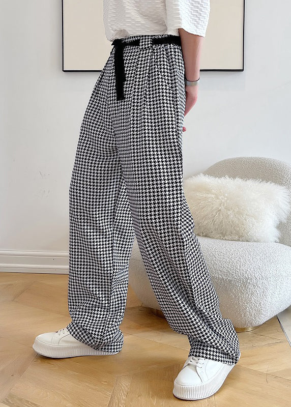 Pantalon décontracté surdimensionné noir en coton à carreaux pour homme