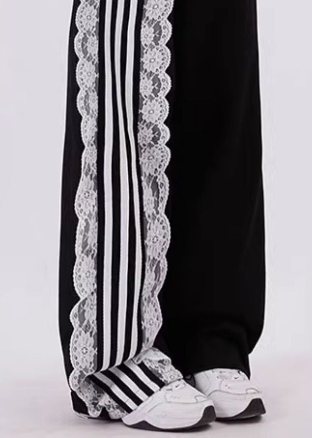 Lässige schwarze Taschen Hohe Taille Schnürung Patchwork Hose Sommer ZL053
