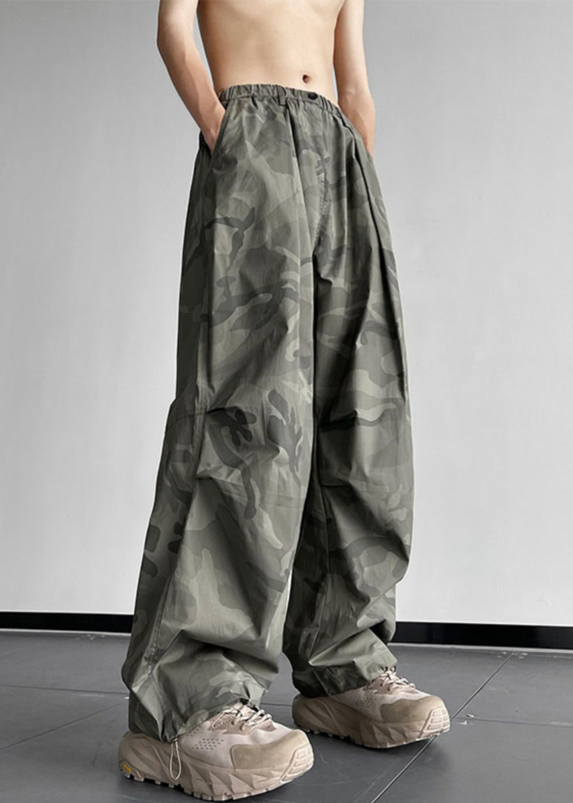 Pantalon camouflage homme coton taille élastique décontracté poches été