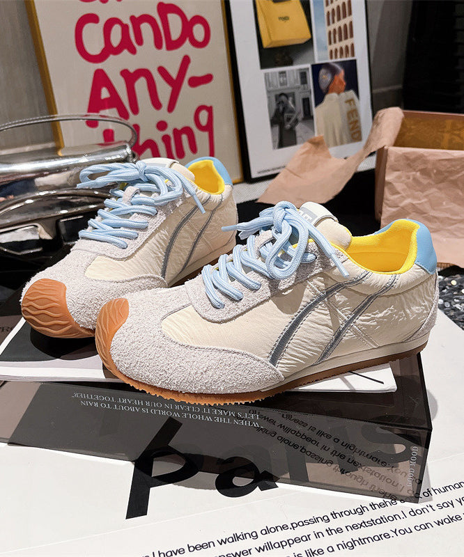 Casual Comfy Lace Up Splicing Sport Shoes For Women Blue Suede YC016