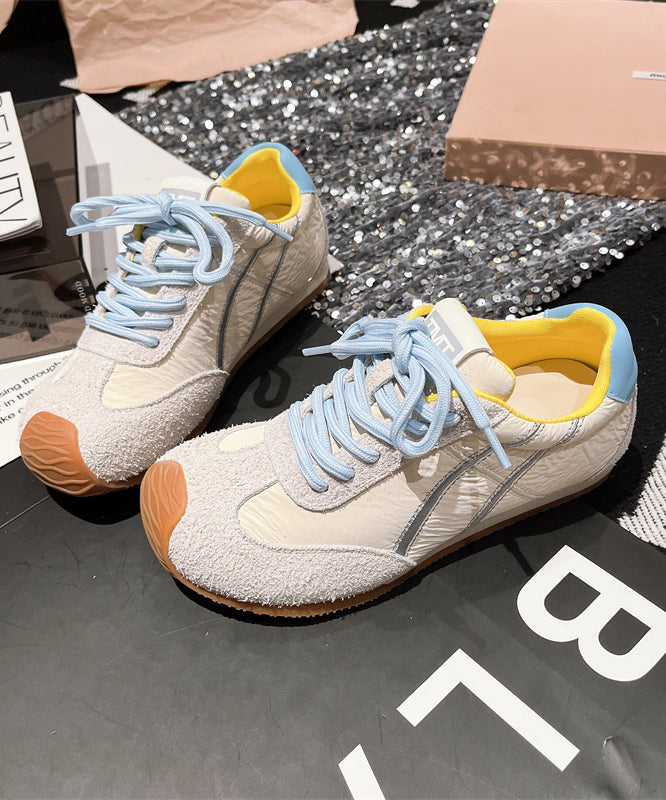 Casual Comfy Lace Up Splicing Sport Shoes For Women Blue Suede YC016
