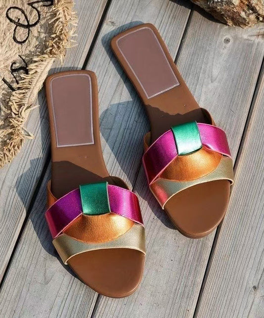 Chaussons de plage confortables et décontractés multicolores à bout ouvert
