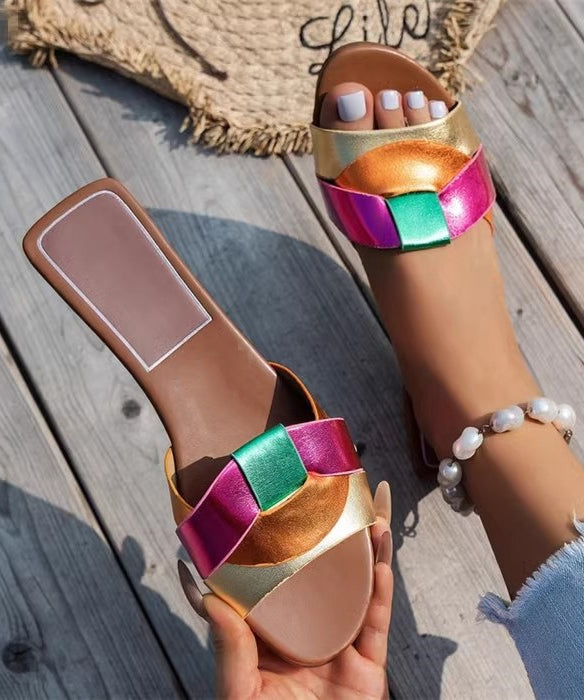 Chaussons de plage confortables et décontractés multicolores à bout ouvert