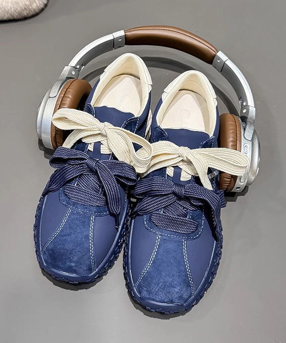 Lässige, bequeme Plateauschuhe mit Spitze in Marineblau