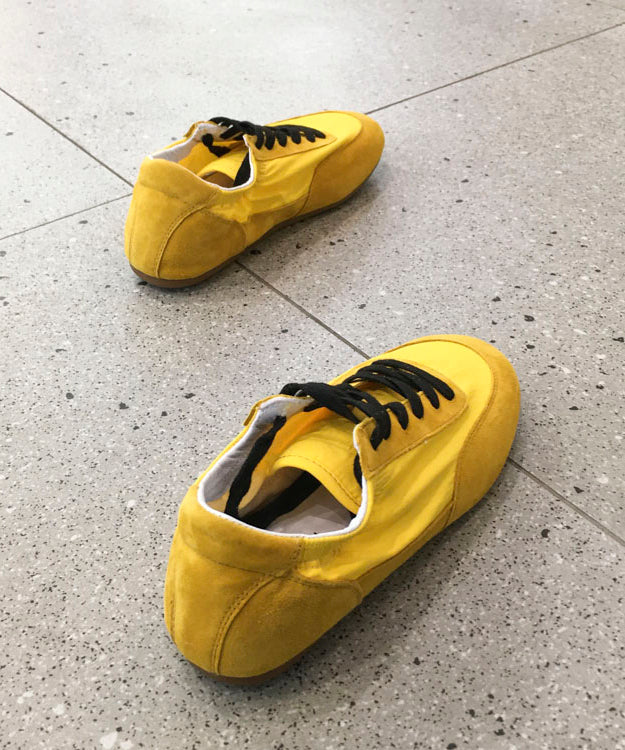 Chaussures plates confortables à lacets en daim rouge