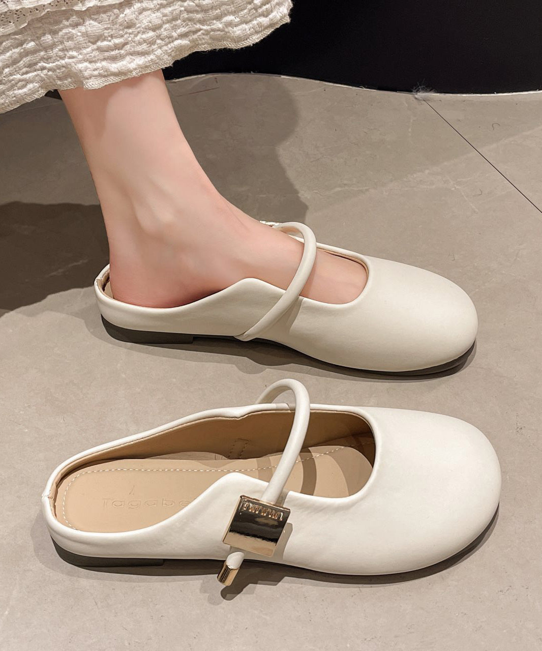 Slide Leather Splicing Casual Beige Faux Comfy Sandals