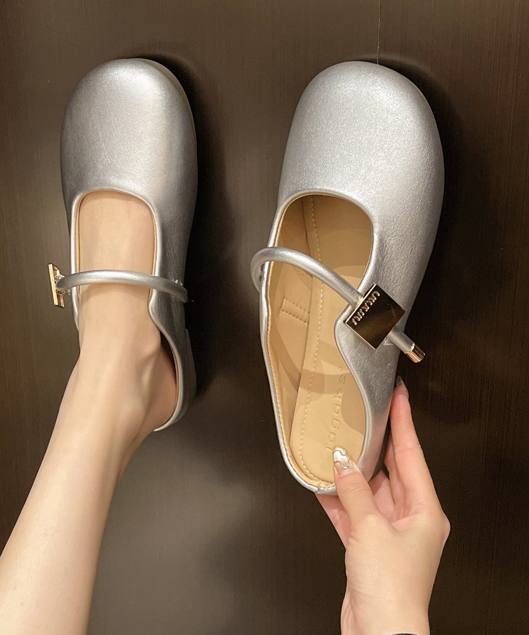 Slide Leather Splicing Casual Beige Faux Comfy Sandals