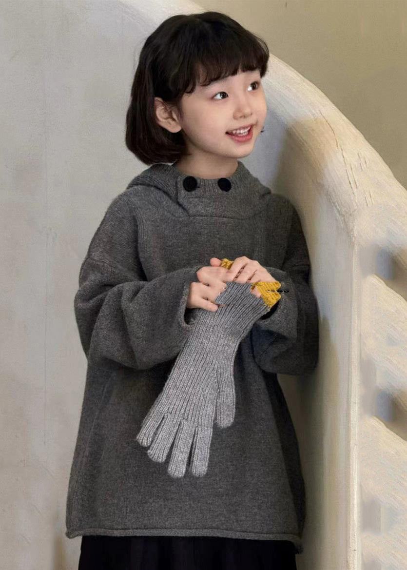 Pull à capuche décontracté gris foncé en coton épais pour enfant, motif patchwork, printemps TP034