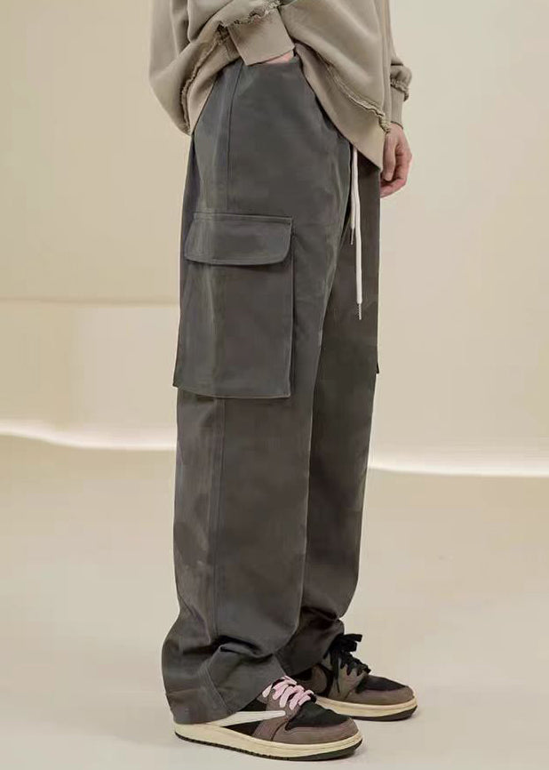 Pantalon camouflage décontracté avec poches vertes brodées en coton pour homme