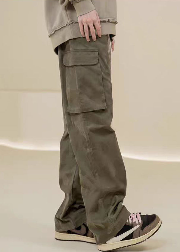 Pantalon camouflage décontracté avec poches vertes brodées en coton pour homme