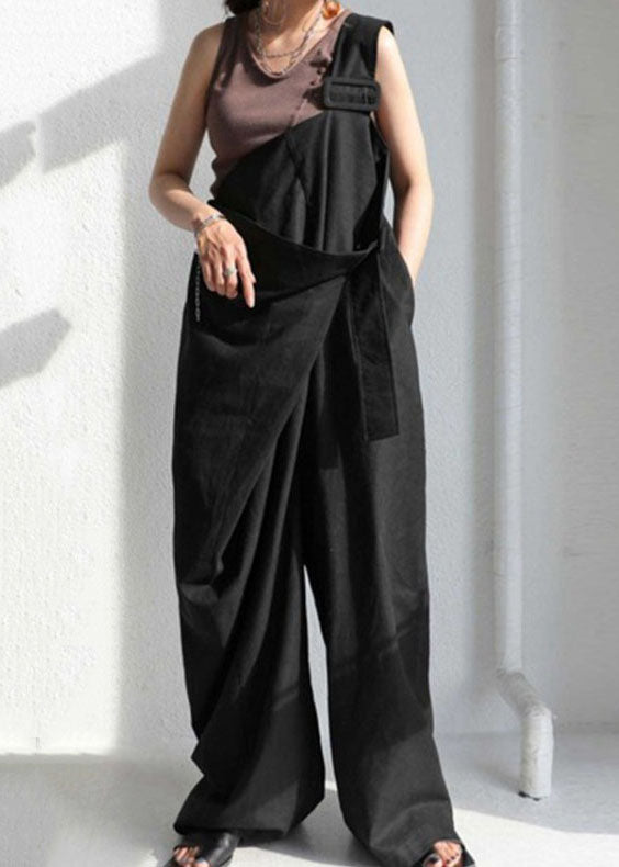 Lässiger grüner One-Shoulder-Taschen-Baumwoll-Träger-Jumpsuit Sommer TL030