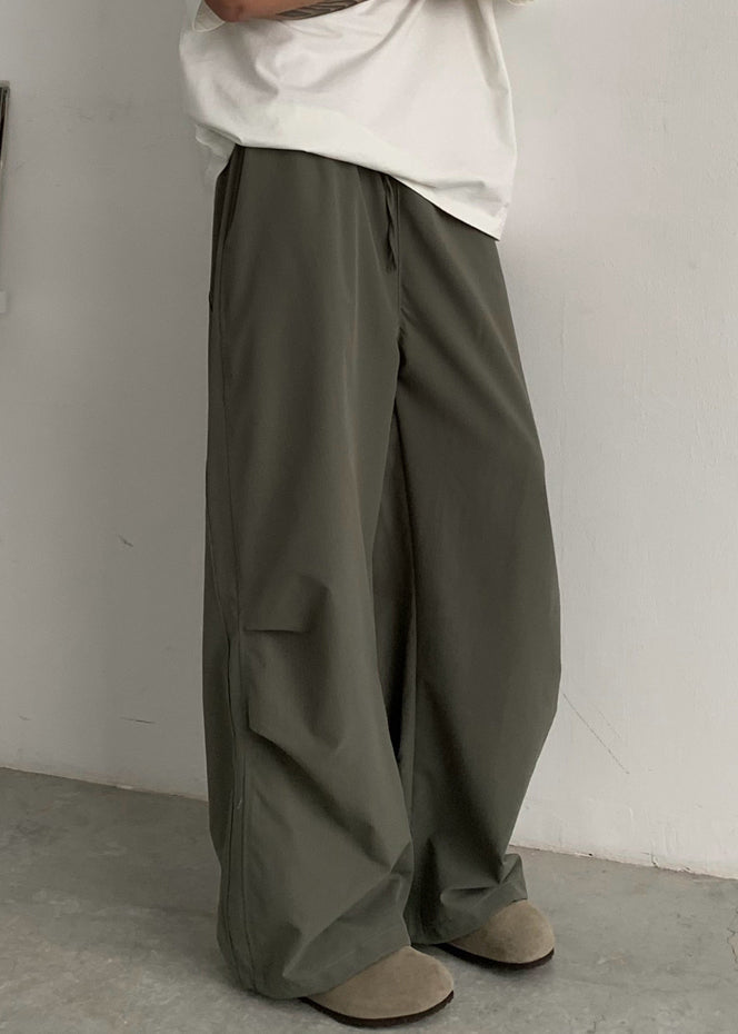 Pantalon à poches en coton pour homme, décontracté, vert, avec cordon de serrage, été