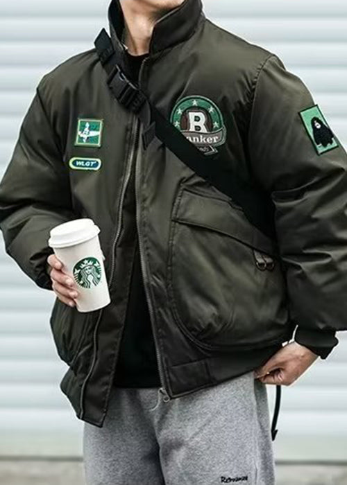 Parkas décontractés à poches pour hommes, col vert, patch TC003, printemps