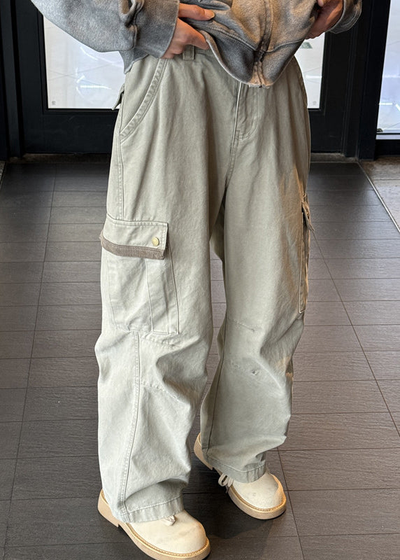 Pockets Denim Men Pants Casual High Khaki Spring Waist