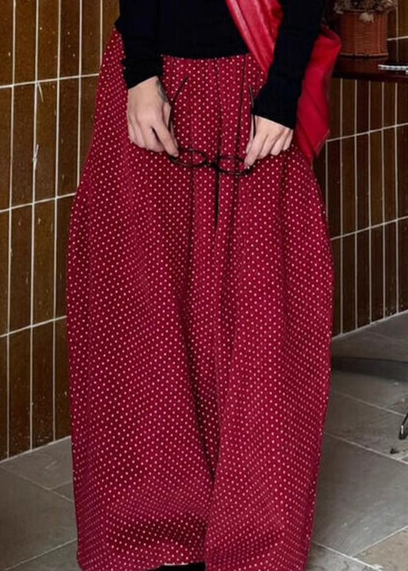Hosen Taschen Hohe Frühling Dot Cord Breite Rote Bein Taille Casual