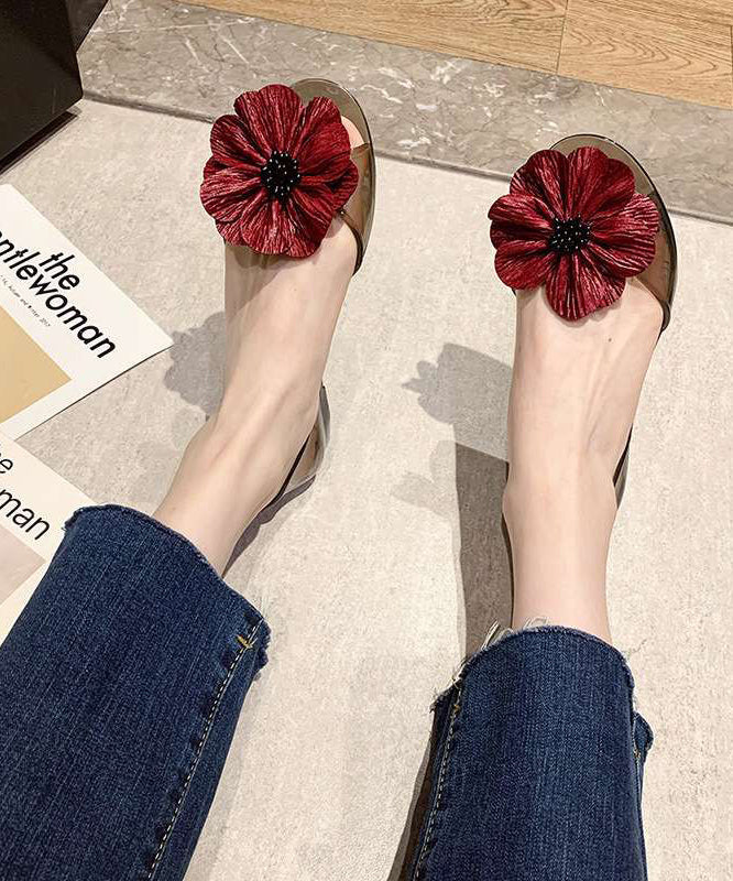 Toe Red Floral Casual Water Splicing Peep Sandals