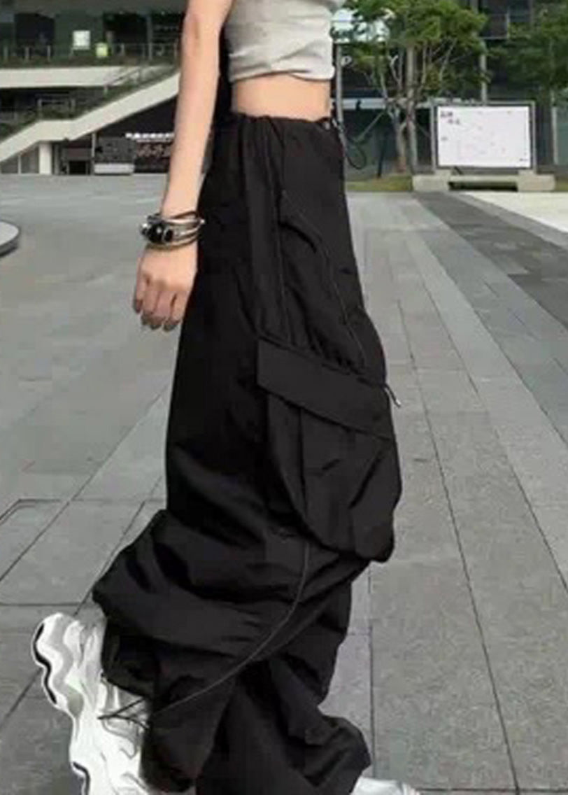 Pantalon d'été décontracté argenté avec cordon de serrage et poches