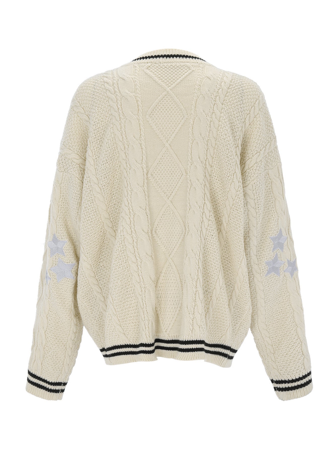 Lässiger weißer V-Ausschnitt, bestickte Strickjacke, Herbst QY018