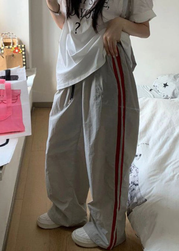 Hosen Elastische Taille Gelb Lässig Frühling Baumwolle Gestreift