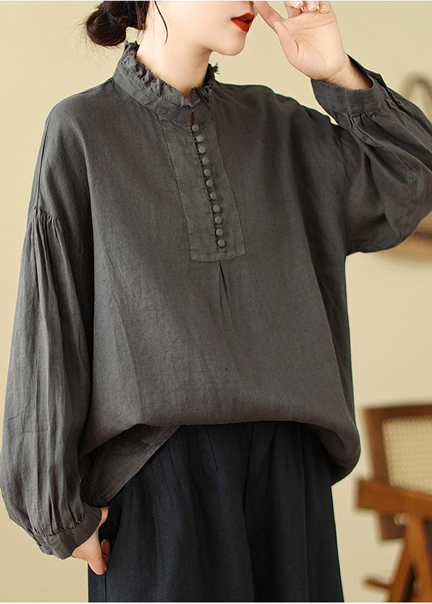 Chemise surdimensionnée en coton gris anthracite, printemps TM017