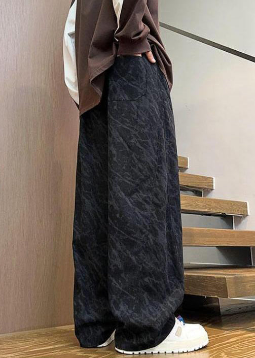 Schicke schwarze Cordhosen mit Taschen und Schnürung für Herren, Frühling, RM047