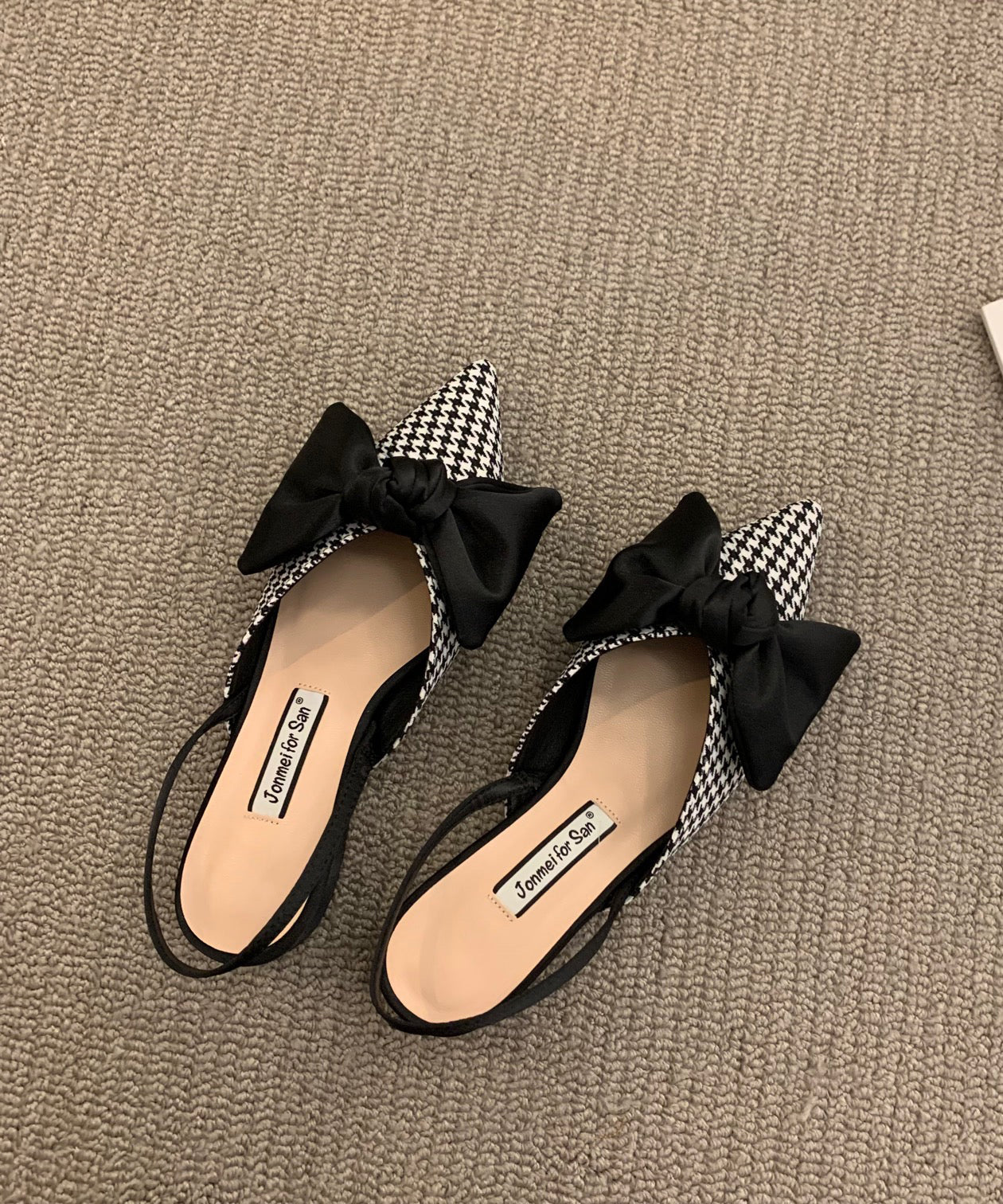 Sandales en tissu de coton à carreaux épais avec nœud et nœud chic et grand format