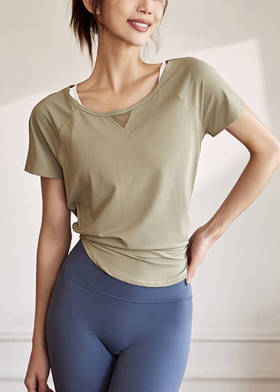 Débardeur de yoga patchwork en tulle, hauts verts chics