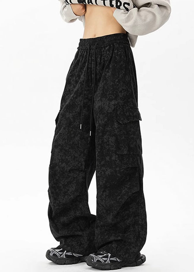 Pantalon en velours côtelé teinté à nouer, taille chic, kaki, poches élastiques